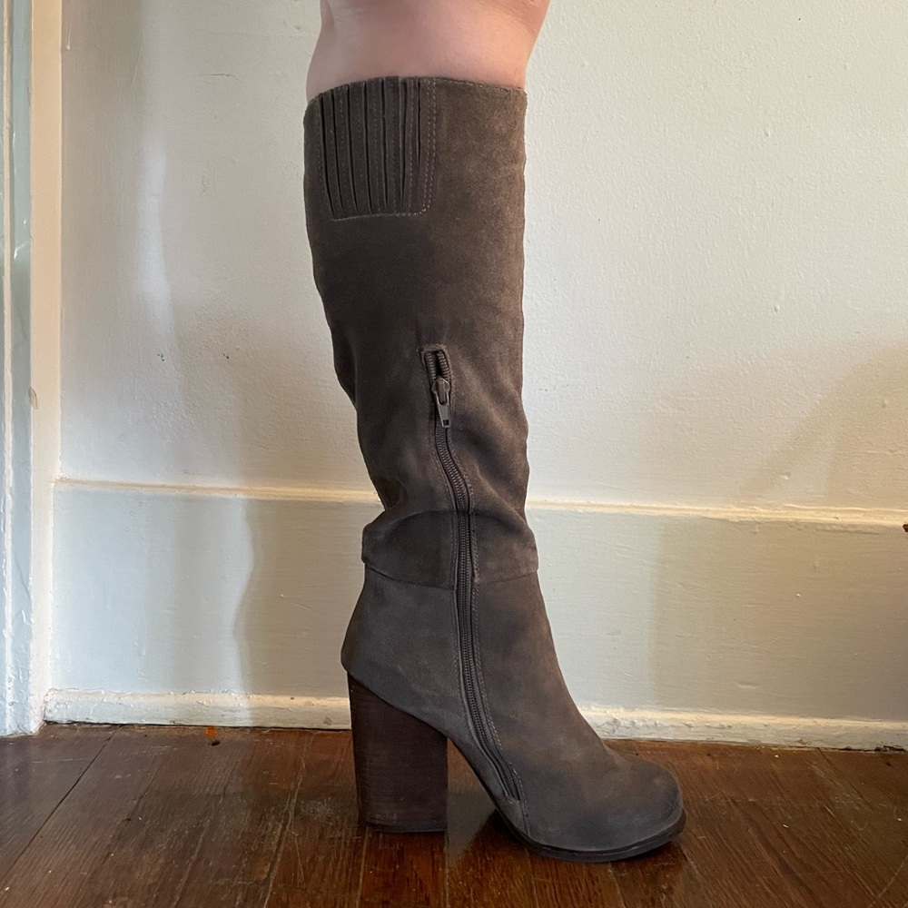Jeffrey Campbell knee high brown suede boots